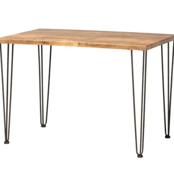 Dining Tables-Kirkland's Home Natural Wood And Metal 5-Pc. Dining Set Brown/Black