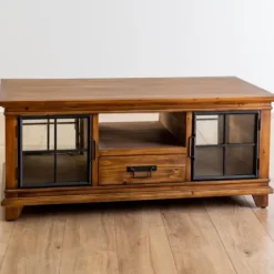 Coffee Tables-Kirkland's Home Natural Wood And Metal Window Coffee Table Brown