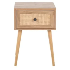 Accent & End Tables-Kirkland's Home Natural Wood And Rat Drawer Accent Table Tan