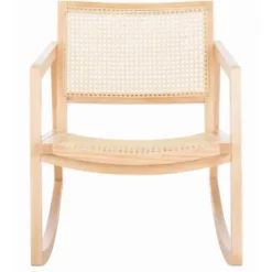 Accent Chairs-Kirkland's Home Natural Wood And Rat Rocking Chair Tan
