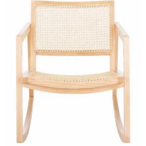 Accent Chairs-Kirkland's Home Natural Wood And Rat Rocking Chair Tan