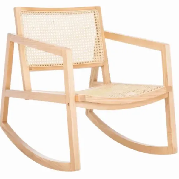 Accent Chairs-Kirkland's Home Natural Wood And Rat Rocking Chair Tan