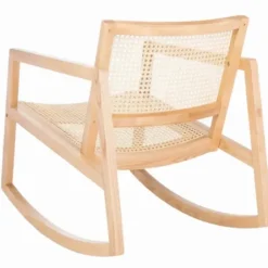 Accent Chairs-Kirkland's Home Natural Wood And Rat Rocking Chair Tan