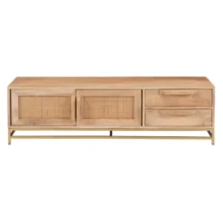 Tv Stands & Media Consoles-Kirkland's Home Natural Wood And Rat Tv S D Tan
