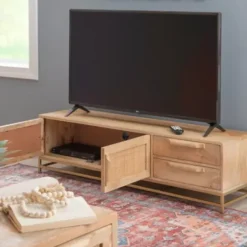 Tv Stands & Media Consoles-Kirkland's Home Natural Wood And Rat Tv S D Tan