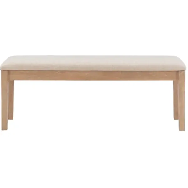 Benches & Ottomans-Kirkland's Home Natural Wood And Upholstered Seat Bench Tan