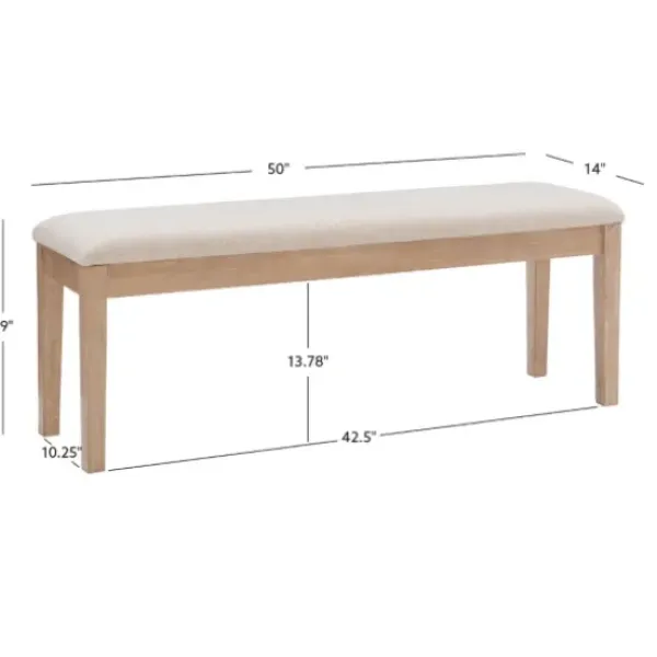 Benches & Ottomans-Kirkland's Home Natural Wood And Upholstered Seat Bench Tan