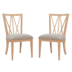 Dining Chairs-Kirkland's Home Natural Wood Architectural Dining Chairs, Set Of 2 Tan