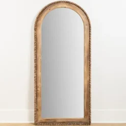Decorative Mirrors-Kirkland's Home Natural Wood Beaded Arch Leaner Mirror