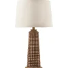 Table Lamps-Kirkland's Home Natural Wood Beaded Base Table Lamp White