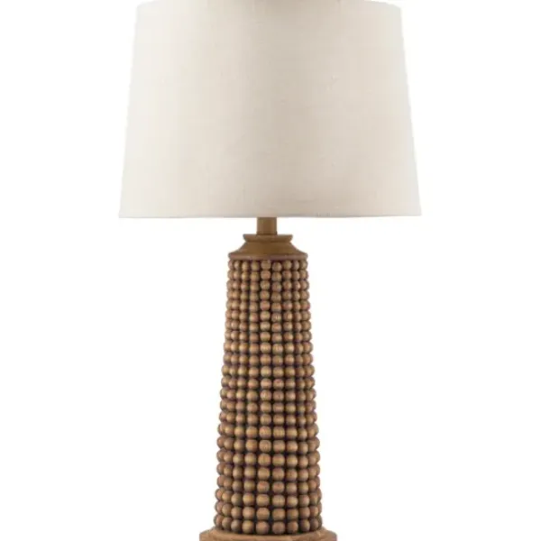 Table Lamps-Kirkland's Home Natural Wood Beaded Base Table Lamp White