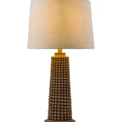 Table Lamps-Kirkland's Home Natural Wood Beaded Base Table Lamp White