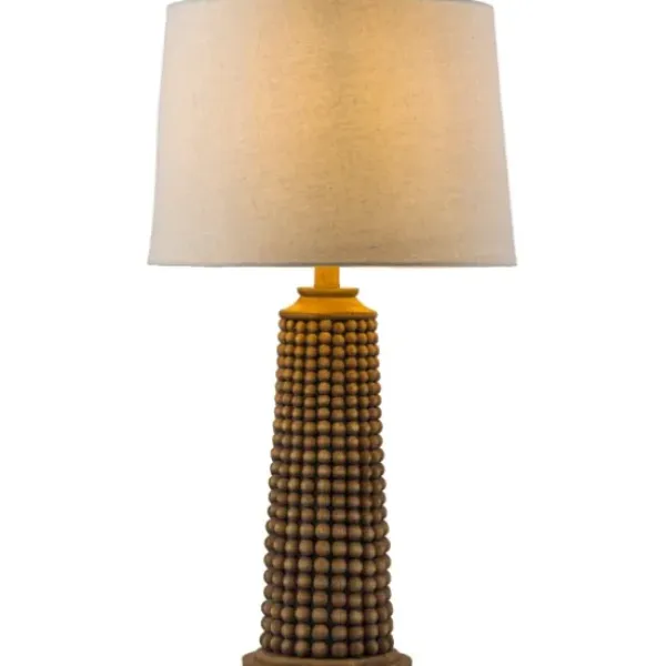 Table Lamps-Kirkland's Home Natural Wood Beaded Base Table Lamp White