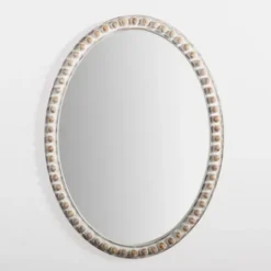 Decorative Mirrors-Kirkland's Home Natural Wood Beaded Oval Mirror