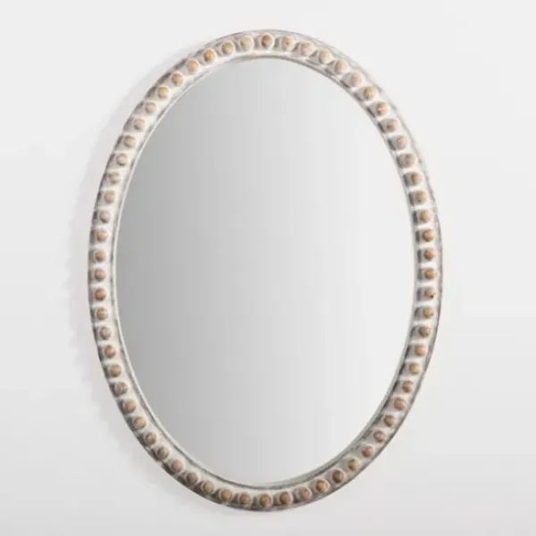 Decorative Mirrors-Kirkland's Home Natural Wood Beaded Oval Mirror