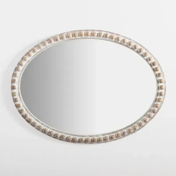 Decorative Mirrors-Kirkland's Home Natural Wood Beaded Oval Mirror