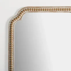 Decorative Mirrors-Kirkland's Home Natural Wood Beaded Scalloped Rectangular Mirror