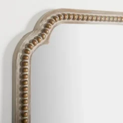 Decorative Mirrors-Kirkland's Home Natural Wood Beaded Scalloped Rectangular Mirror