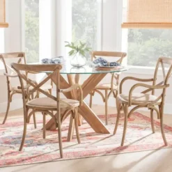 Accent Chairs-Kirkland's Home Natural Wood Cane Seat Accent Chair Tan