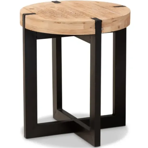 Accent & End Tables-Kirkland's Home Natural Wood Cross Base Side Table