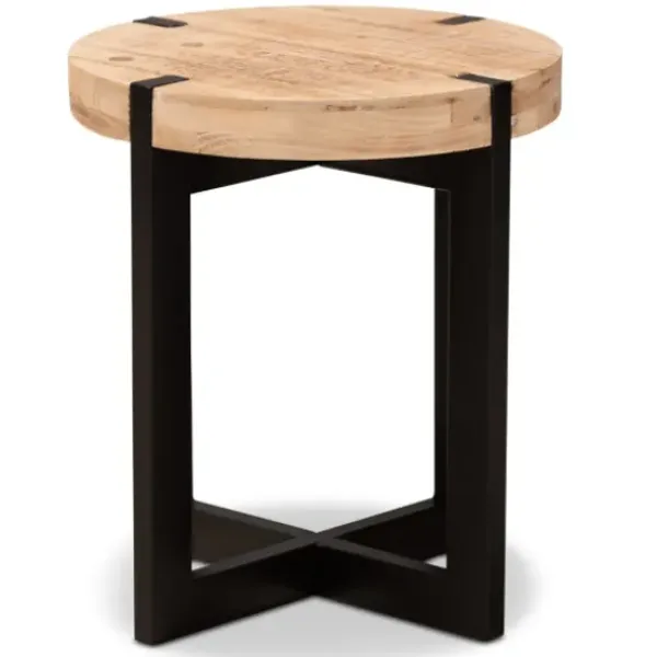 Accent & End Tables-Kirkland's Home Natural Wood Cross Base Side Table