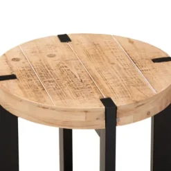 Accent & End Tables-Kirkland's Home Natural Wood Cross Base Side Table