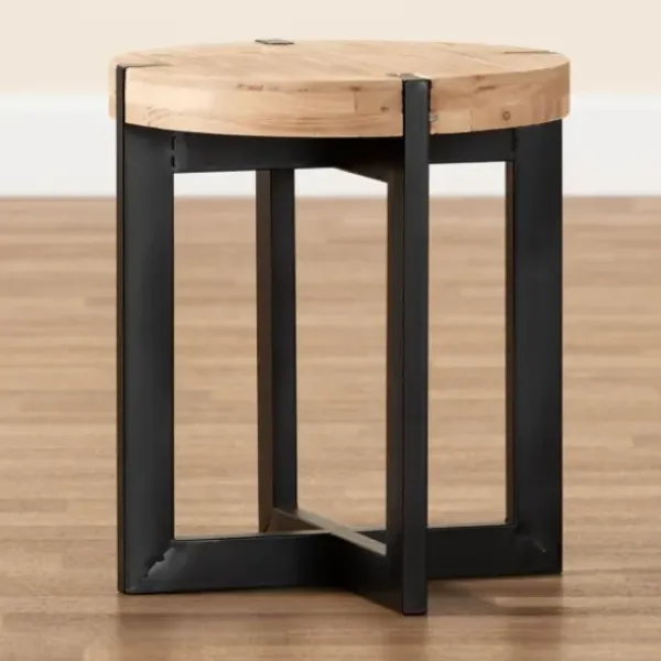 Accent & End Tables-Kirkland's Home Natural Wood Cross Base Side Table