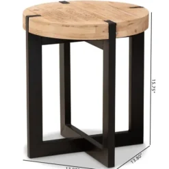 Accent & End Tables-Kirkland's Home Natural Wood Cross Base Side Table