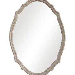 Decorative Mirrors-Kirkland's Home Natural Wood Distressed Curved Frame Mirror