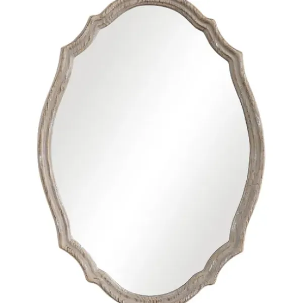 Decorative Mirrors-Kirkland's Home Natural Wood Distressed Curved Frame Mirror