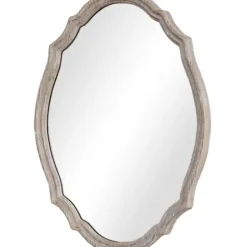 Decorative Mirrors-Kirkland's Home Natural Wood Distressed Curved Frame Mirror
