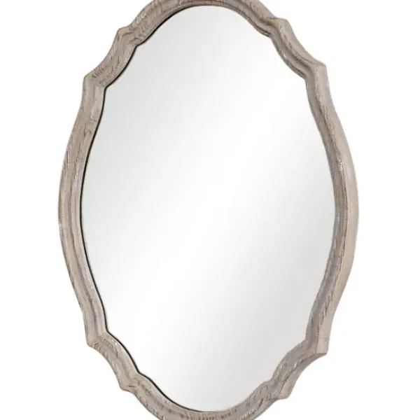 Decorative Mirrors-Kirkland's Home Natural Wood Distressed Curved Frame Mirror