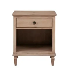 Nightstands-Kirkland's Home Natural Wood 1-Drawer Nightstand