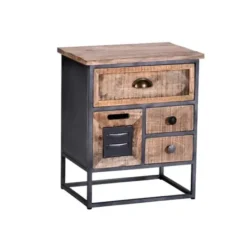 Nightstands-Kirkland's Home Natural Wood 3-Drawer Nights D With Cabinet Tan