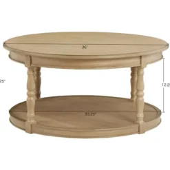 Coffee Tables-Kirkland's Home Natural Wood Finish Turned Leg Round Coffee Table