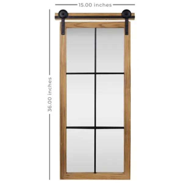Decorative Mirrors-Kirkland's Home Natural Wood Frame Black Metal Window Mirror