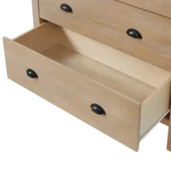 Dressers & Chests-Kirkland's Home Natural Wood Grain 5-Drawer Storage Chest Tan