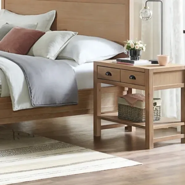 Nightstands-Kirkland's Home Natural Wood Grain Open Shelf Nights D Tan