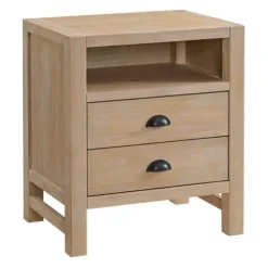 Nightstands-Kirkland's Home Natural Wood Grain Open Storage Nights D Tan