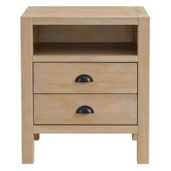 Nightstands-Kirkland's Home Natural Wood Grain Open Storage Nights D Tan