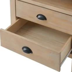 Nightstands-Kirkland's Home Natural Wood Grain Open Storage Nights D Tan