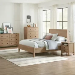 Nightstands-Kirkland's Home Natural Wood Grain Open Storage Nights D Tan