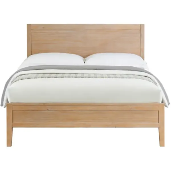 Beds & Headboards-Kirkland's Home Natural Wood Grain Panel Queen Bed Tan