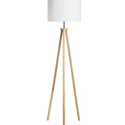 Floor Lamps-Kirkland's Home Natural Wood Modern Tripod Floor Lamp White