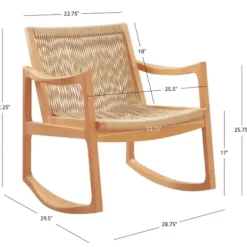 Accent Chairs-Kirkland's Home Natural Wood Modern Woven Rocking Chair Tan
