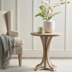 Accent & End Tables-Kirkland's Home Natural Wood Pedestal Martha Stewart Accent Table