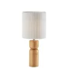 Table Lamps-Kirkland's Home Natural Wood Pleated Shade Table Lamp White