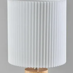 Table Lamps-Kirkland's Home Natural Wood Pleated Shade Table Lamp White