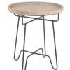 Accent & End Tables-Kirkland's Home Natural Wood Round Tray Top Accent Table Tan/Black