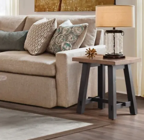 Accent & End Tables-Kirkland's Home Natural Wood Sawhorse Accent Table Tan/Black